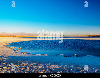 Piedra laguna au coucher du soleil, Salar de Atacama, région d'Antofagasta, Chili Banque D'Images