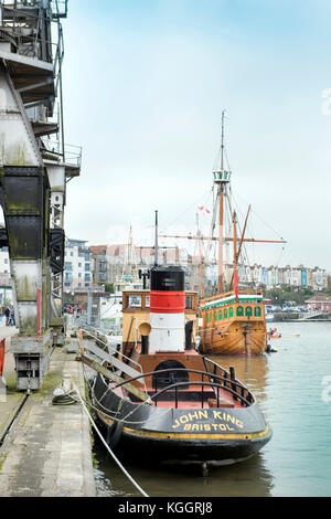 Le bateau remorqueur amarré par le roi Jean et le mshed Matthieu dans le port de bristol uk Banque D'Images