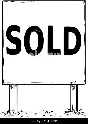Dessin vectoriel d'un grand panneau-réclame avec texte vendus. Illustration de Vecteur