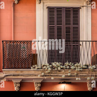 Les sillages succulentes balcon de maison rustique à Palma de Majorque Banque D'Images