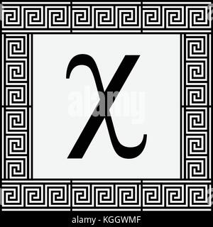 Lettre grecque chi chi, icône symbole dans le grec ancien cadre, vector illustration. Illustration de Vecteur