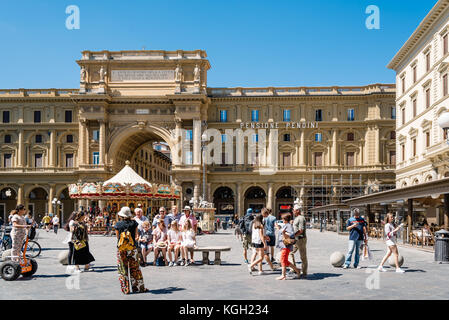 Place de la République à Florence Banque D'Images