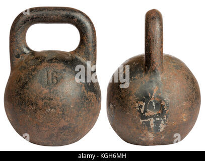 Vieille fonte kettlebell 16 kg Banque D'Images