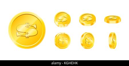 Gold jeu vector set pièce isolée. design templates en eps10. Illustration de Vecteur