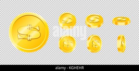 Gold jeu vector set pièce isolée. design templates en eps10. Illustration de Vecteur