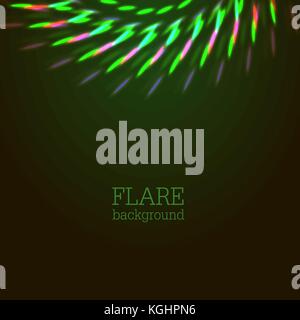 Vector illustration de bokeh lumineux des torches brillantes de feux d'artifice, soirée de la rue et boule disco scintille dans des couleurs vert Illustration de Vecteur