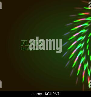 Vector illustration de bokeh lumineux des torches brillantes de feux d'artifice, soirée de la rue et boule disco scintille dans des couleurs vert Illustration de Vecteur