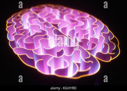 Murs en forme de cerveau dans un labyrinthe sans issue. Banque D'Images