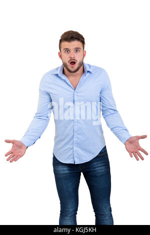 Portrait d'un jeune homme magnifique expression visage surpris Banque D'Images