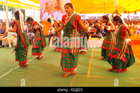 Chaibasa, Jharkhand, India. 05Th nov, 2017. Artiste folklorique de Jharkhand, à l'occasion de l'inauguration du Jharkhand foundation day, le 8 novembre 2017, à gandhi maidan, chaibasa, Jharkhand, india. crédit : mihir ranjan/Alamy live news Banque D'Images