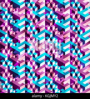 Vector lowpoly motif géométrique isométrique avec effet brillant glitch Illustration de Vecteur
