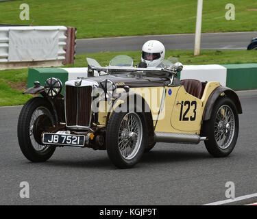 Andy King, MG PB Cream Cracker, les voitures d'avant-guerre, CSECC, Formule Vintage, ronde 4, Mallory Park, le 12 août 2017, Chris McEvoy, circuit, CJM Photographe Banque D'Images