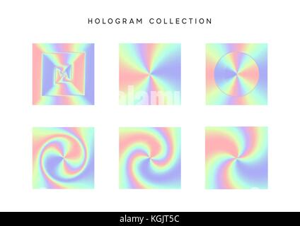 Ensemble d'hologramme coloré vecteur abstrait. design style texture holographique origines gradient hipster. Illustration de Vecteur