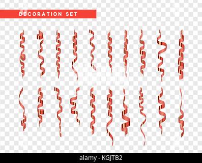 Confetti rouge ruban serpentine, célébration. isolé avec effet de fond transparent Illustration de Vecteur