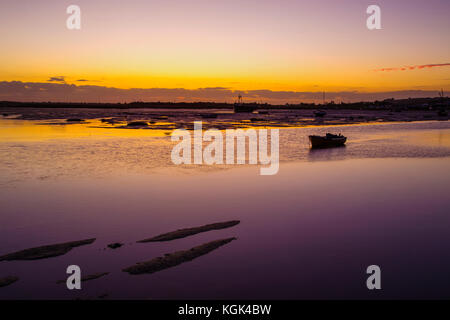 Coucher du soleil à leigh on sea, Essex, Angleterre Banque D'Images