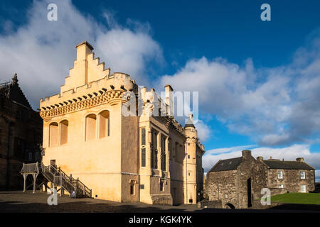 Vue sur la Grande salle à l'intérieur du château de Stirling à Stirling, en Écosse, au Royaume-Uni. Banque D'Images