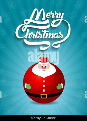 Joyeux Noël avec le père noël texte lettrage toy vector illustration. Illustration de Vecteur