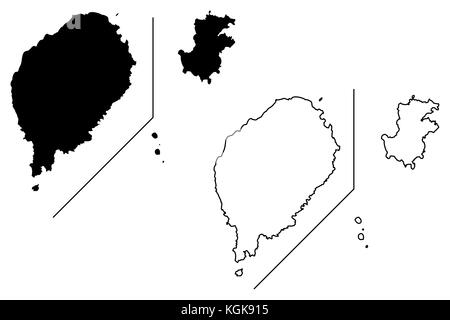 Sao Tomé-et-principe map vector illustration, scribble sketch Sao Tomé-et-Principe Illustration de Vecteur