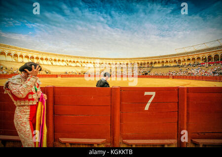 Real Maestranza lors d'une corrida, Séville, Espagne Banque D'Images