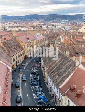 Aperçu de Sibiu, vue de dessus, en Transylvanie, Roumanie, juillet 2017 Banque D'Images