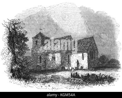 L'église de St Martin à Canterbury, Angleterre. Au 6ème siècle c'était la chapelle privée de la Reine, l'épouse Bertha Roi AEthelberht de Kent, son mari païen. Il lui a permis de continuer à pratiquer sa religion en rénovant (ca. 580 AD) une église existante et en dédiant à Saint Martin de Tours, une ville située près de l'endroit où Bertha a grandi. St Martins est la première église fondée en Angleterre, la plus ancienne église paroissiale en utilisation continue et la plus ancienne église de l'ensemble du monde anglophone. Banque D'Images