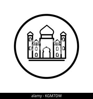 L'icône, l'icône de la mosquée islamique dans la région de Circle line, symbole iconique dans un cercle, sur fond blanc, pour signer islamique. concept design iconique de vecteur. Illustration de Vecteur