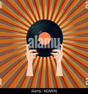 Retro vinyl record banner.eps10 Illustration de Vecteur