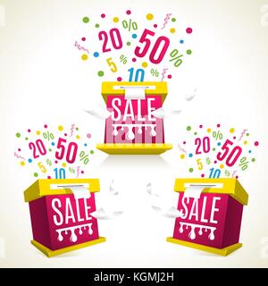 Vente 3d-box promotions. eposion celebtation shopping. Illustration de Vecteur