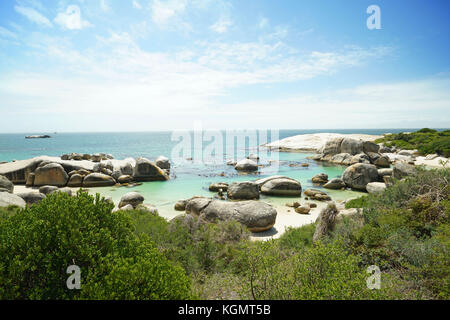 Vue sur la plage de Boulders, Simon's Town, Afrique du Sud Banque D'Images