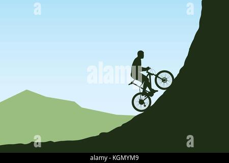 Bicycle Rider en montagne Illustration de Vecteur