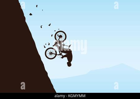 Flying bicycle rider de mountain Illustration de Vecteur
