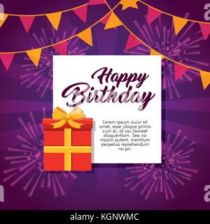 Joyeux anniversaire carte de souhaits colorful vector illustration graphisme fireworks Illustration de Vecteur