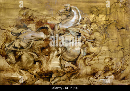 Une chasse aux lions 1614-15 Peter Paul Rubens (1577-1640) Peintre dans la tradition baroque flamand .Anvers, Antwerpen, Belgique, Banque D'Images