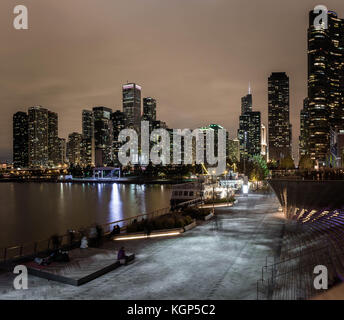 Horizon de Chicago de Navy Pier Banque D'Images