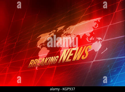 Monde numérique graphique breaking news historique, carte du monde à l'intérieur grande tv écran plat Banque D'Images
