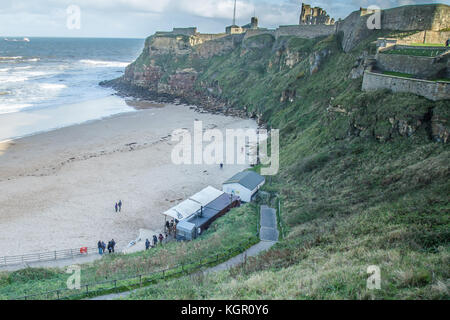 Riley's Fish Shack sur la plage de Tynemouth Banque D'Images