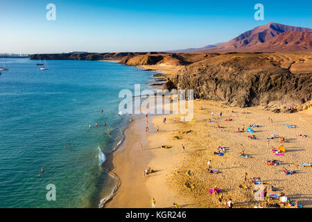 Plage de Punta de Papagayo, Playa Blanca. Île de Lanzarote. Îles Canaries Espagne. Europe Banque D'Images