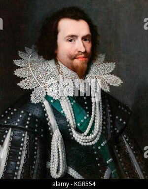 George Villiers, 1st duc de Buckingham (1592-1628), portrait de Michiel van Mierevelt, huile sur panneau, vers 1625/6 Banque D'Images