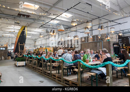 Intérieur du marché alimentaire de chantier, Helsingor, Danemark, Nouvelle-Zélande Banque D'Images