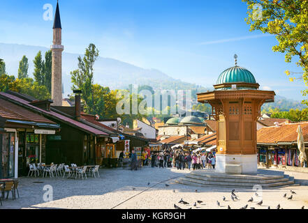 La vieille ville de Sarajevo - Fontaine Sebilj, Bosnie-Herzégovine Banque D'Images