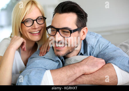 Middle-aged woman wearing eyeglasses Banque D'Images