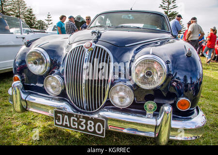 Jaguar vintage Mark 2 exposées pendant la journée du patrimoine historique de la côte centrale, Car Club, Memorial Park, l'entrée de la côte centrale, New South Wales, Austral Banque D'Images