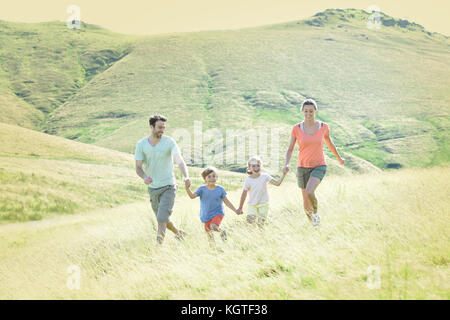 En vacances en famille sur la colline Banque D'Images