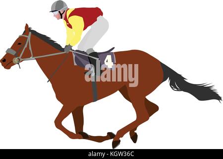 Équitation jockey cheval de course - vector illustration Illustration de Vecteur