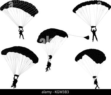 Collection - vector silhouettes skydivers Illustration de Vecteur