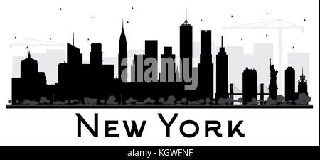 USA New York City skyline silhouette noir et blanc. Vector illustration. Concept simple pour le tourisme présentation, bannière, un placard ou un site web. Illustration de Vecteur
