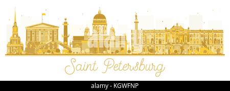 Saint Petersburg City skyline silhouette d'or. Vector illustration. Concept de voyages d'affaires. Saint Petersburg Cityscape de repères Illustration de Vecteur