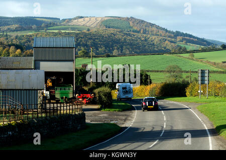 La route B4368 entre Oisans et Craven Arms, peu de Brampton, Shropshire, England, UK Banque D'Images