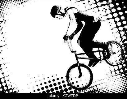 Cycliste bmx sur l'abstrait arrière-plan demi-teinte - vector Illustration de Vecteur