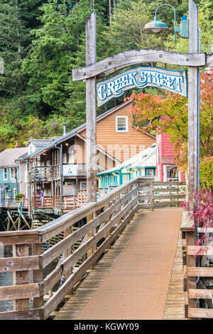 Ketchikan, Alaska - 30 septembre 2017 : Creek Street à Ketchikan, Alaska Banque D'Images